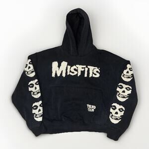 Misfits Cropped Pullover Hoodie Black Medium 24x20